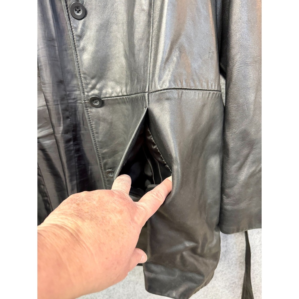 Preston &‎ York Black Lambskin Leather Jacket with Self-Tie Belt Men's Size XL - Picture 6 of 9